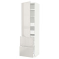 METOD / MAXIMERA Hi cab w shlvs/4 drawers/dr/2 frnts, white/Ringhult light grey, 60x60x220 cm