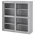 HAVSTA Glass-door cabinet, grey, 121x123x35 cm