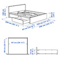 MALM Bed frame, high, w 2 storage boxes, white/Lindbåden, 180x200 cm