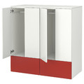 SMÅSTAD / PLATSA Storage combination, white red/with 2 drawers, 120x57x123 cm