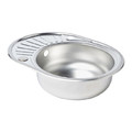 Steel Kitchen Sink Liebig 1 Bowl with Drainer, satin, round