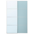 MEHAMN/AULI Pair of sliding doors, aluminium double sided/light blue mirror glass, 150x236 cm