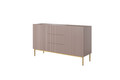 Cabinet with 2 Doors & 3 Drawers Nicole 150cm, antique pink/gold legs