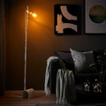 HÅRSLINGA / LUNNOM Floor lamp with light bulb, white/clear glass