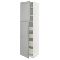 METOD / MAXIMERA Hi cab w 2 doors/4 drawers, white/Bodbyn grey, 60x60x220 cm