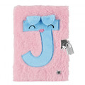 Plush Notebook Diary "J", pink