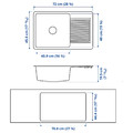 KILSVIKEN Inset sink, 1 bowl with drainboard, black/quartz composite, 72x46 cm