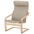 POÄNG Armchair, white stained oak veneer, Hillared beige