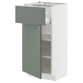 METOD / MAXIMERA Base cabinet with drawer/door, white/Nickebo matt grey-green, 40x37 cm