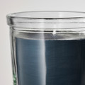 FRUKTSKOG Scented candle in glass, Vetiver & geranium/black-turquoise, 20 hr