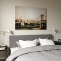 BJÖRKSTA Picture with frame, Manhattan Bridge/aluminium-colour, 118x78 cm