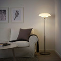 TÄLLBYN Floor lamp, nickel-plated, opal white glass, 135 cm