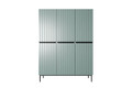 Wardrobe Nicole with Drawer Unit 150 cm, sage, black handles and legs