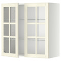 METOD Wall cabinet w shelves/2 glass drs, white/Bodbyn off-white, 80x80 cm