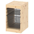 TROFAST Storage combination with boxes, light white stained pine/dark grey, 32x44x52 cm