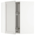 METOD Corner wall cabinet with carousel, white/Lerhyttan light grey, 68x80 cm