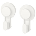 TISKEN Hook with suction cup, white, 2 pack