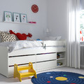 SLÄKT / NATTAPA Bed frm w strg+guard rl+slat bd bse, white, 90x200 cm