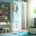 SMÅSTAD / PLATSA Wardrobe, white pale turquoise/with 3 drawers, 60x42x181 cm