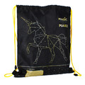 Drawstring Bag School Shoes/Clothes Bag Gold Unicorn