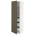 METOD / MAXIMERA High cabinet with drawers, white/Havstorp brown-beige, 60x60x200 cm