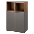 EKET Cabinet combination with feet, dark grey/walnut effect, 70x35x107 cm