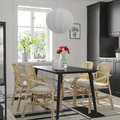 LISABO / SALNÖ Table and 4 chairs with armrests, black rattan/Gransel natural, 140x78 cm