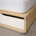 MANDAL Bed frame with headboard, birch/white, 140x202 cm