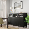 BESTÅ Storage combination with doors, Lappviken/Stubbarp, Sindvik black-brown clear glass, 180x42x114 cm