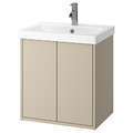 HAVBÄCK / ORRSJÖN Wash-stnd w doors/wash-basin/tap, beige, 62x49x69 cm