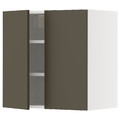 METOD Wall cabinet with shelves/2 doors, white/Havstorp brown-beige, 60x60 cm