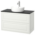 TÄNNFORSEN / TÖRNVIKEN Wash-stnd w drawers/wash-basin/tap, white/black marble effect, 102x49x79 cm