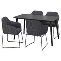 LISABO / TOSSBERG Table and 4 chairs, black/metal black/grey, 140x78 cm