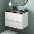 GODMORGON / TOLKEN Wash-stand with 2 drawers, high-gloss white/black marble effect, 82x49x60 cm