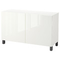 BESTÅ Storage combination with doors, white/Selsviken/Stubbarp dark grey, 120x40x74 cm