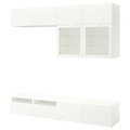 BESTÅ TV storage combination/glass doors, white/Lappviken white clear glass, 240x42x231 cm