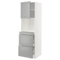 METOD / MAXIMERA Hi cab f micro combi w door/3 drwrs, white/Bodbyn grey, 60x60x200 cm