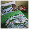 SKOGSDUVA Duvet cover and pillowcase, blue green/forest pattern, 150x200/50x60 cm