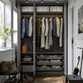 PAX / GULLABERG Wardrobe combination, dark grey/dark grey, 150x60x236 cm