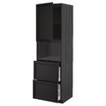 METOD / MAXIMERA Hi cab f micro w door/2 drawers, black/Lerhyttan black stained, 60x60x200 cm