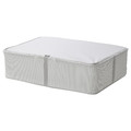 HEMMAFIXARE Storage case, fabric striped/white/grey, 69x51x19 cm