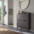 STÄLL Shoe cabinet with 4 compartments, dark grey, 96x17x90 cm