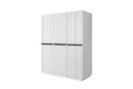 Wardrobe with Drawer Unit Nicole 150 cm, matt white, black handles