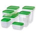 PRUTA Food container, set of 17, transparent/green