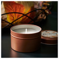 HÖSTAGILLE Scented candle in metal tin, Sandalwood & patchouli copper-colour, 17 hr