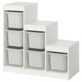 TROFAST Storage combination with boxes, white/grey, 99x44x94 cm