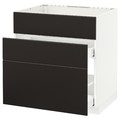 METOD / MAXIMERA Base cab f sink+3 fronts/2 drawers, white, Kungsbacka anthracite, 80x60 cm