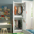 SMÅSTAD / PLATSA Wardrobe, white pale turquoise/with 2 clothes rails, 60x42x181 cm