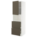 METOD / MAXIMERA Hi cab f micro w door/2 drawers, white/Havstorp brown-beige, 60x60x200 cm