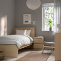 MALM Bed frame with mattress, white stained oak veneer/Åbygda firm, 90x200 cm